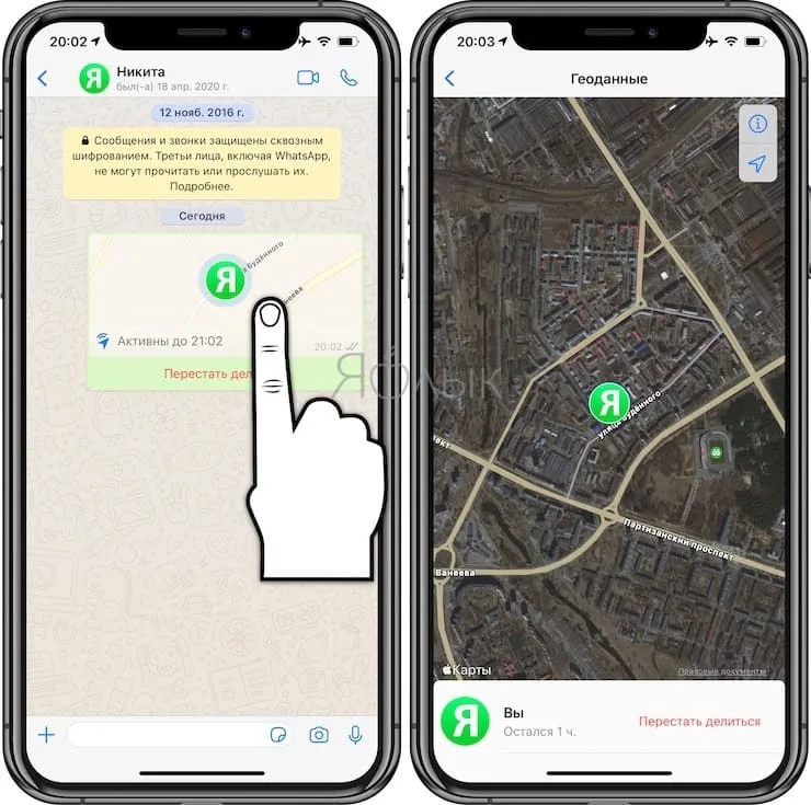 Как поделиться местоположением в WhatsApp?