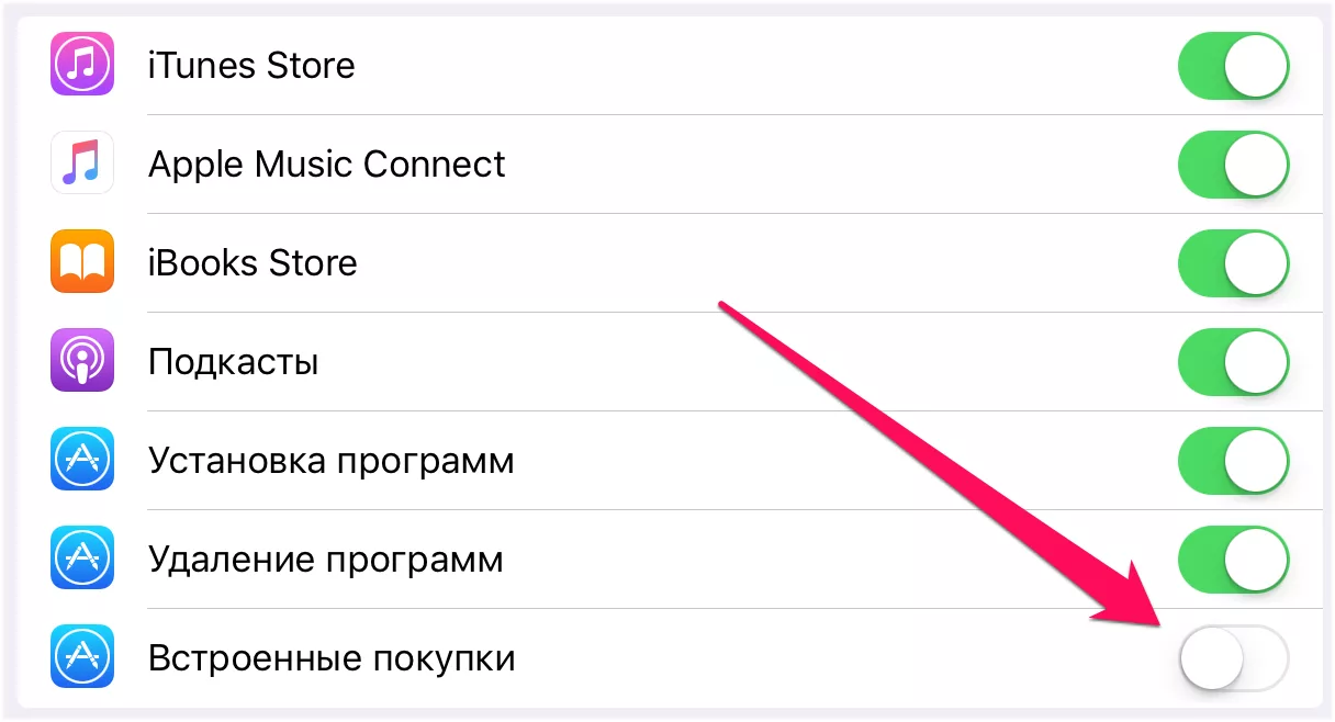 Как отключить встроенные покупки на iPhone?