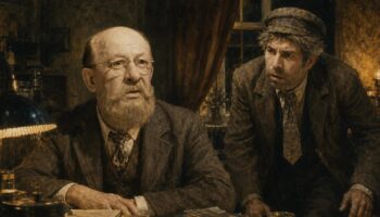 Кадр из фильма «Собачье сердце» 1988 года: профессор Преображенский и Шариков в старой московской квартире