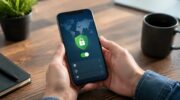 Руки с телефоном, на экране интерфейс VPN