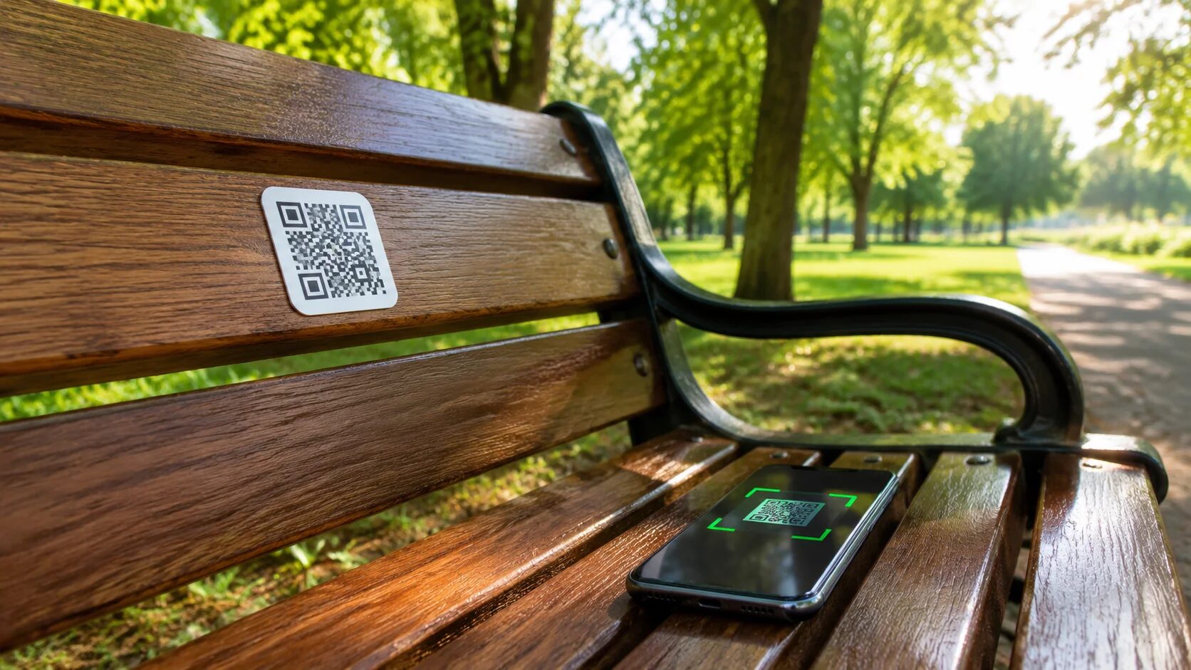 QR-код на скамейке