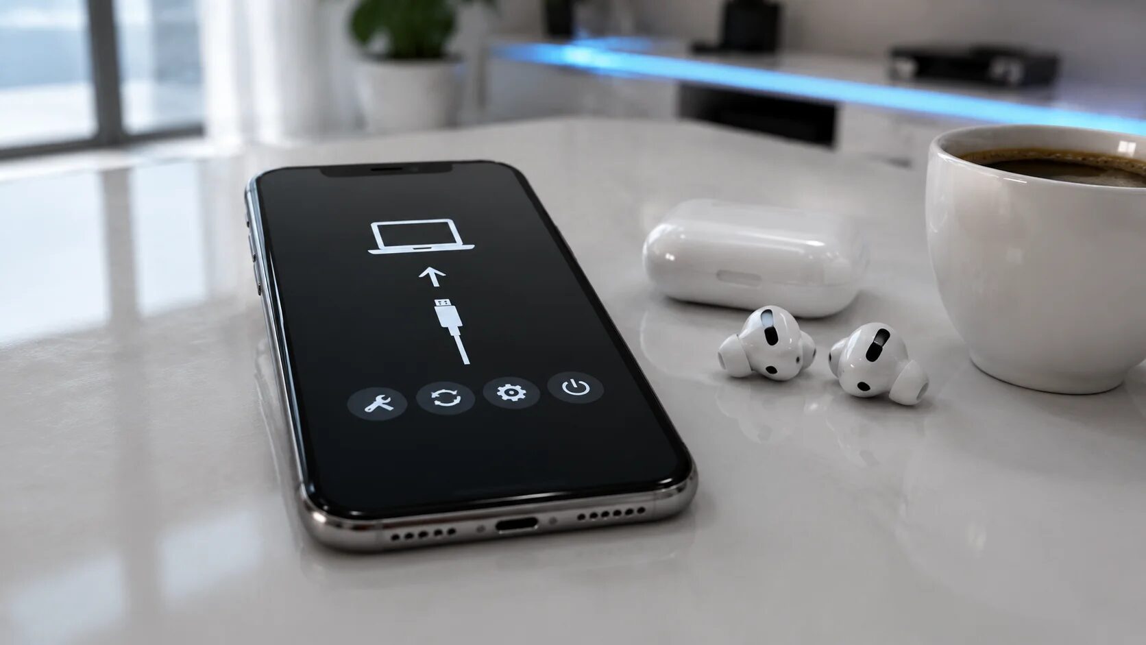 Смартфон iPhone в режиме восстановления