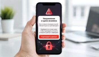 Экран смартфона с предупреждением о мошенничестве на ЕГЭ