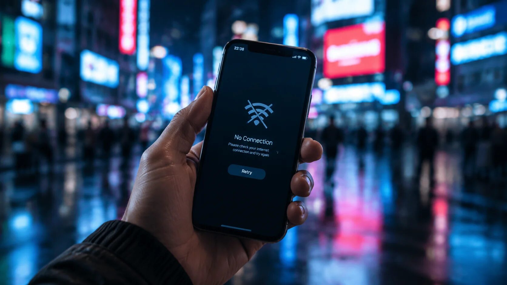 Смартфон с ошибкой сети