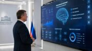 Чиновник у панели с графиками ИИ