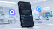 Экран смартфона с кодом