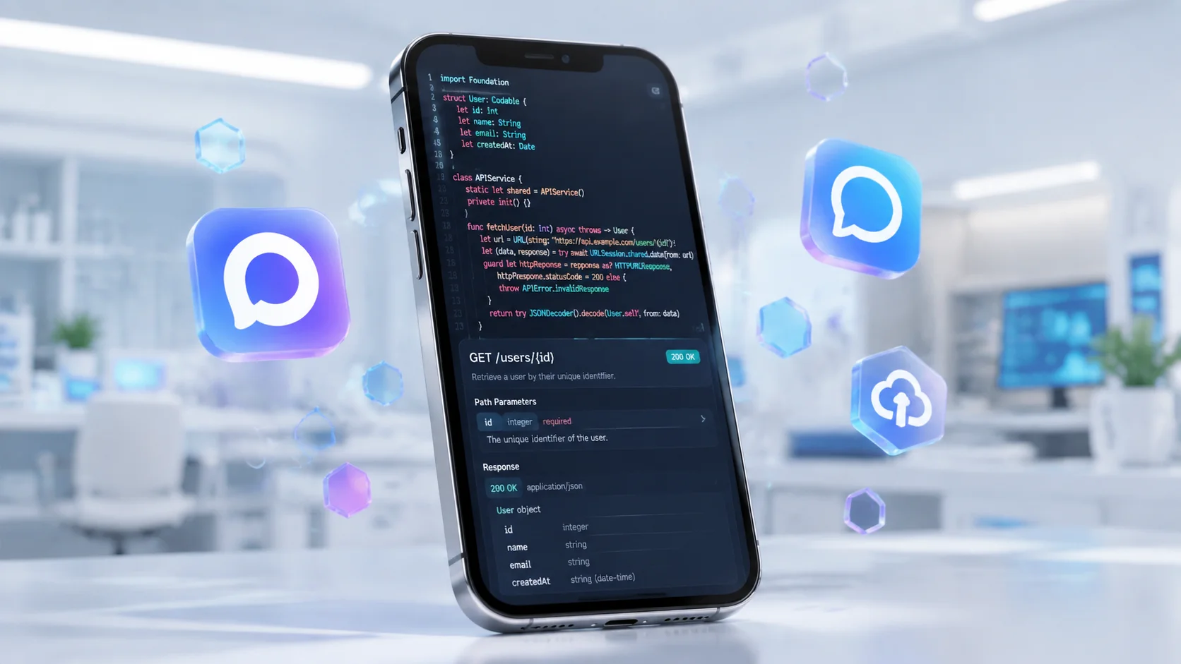 Экран смартфона с кодом