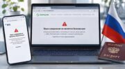 Экран ноутбука с предупреждением Chrome
