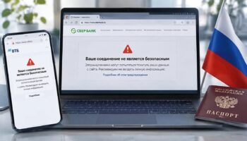 Экран ноутбука с предупреждением Chrome