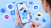 Смартфон с корзиной покупок