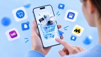 Смартфон с корзиной покупок