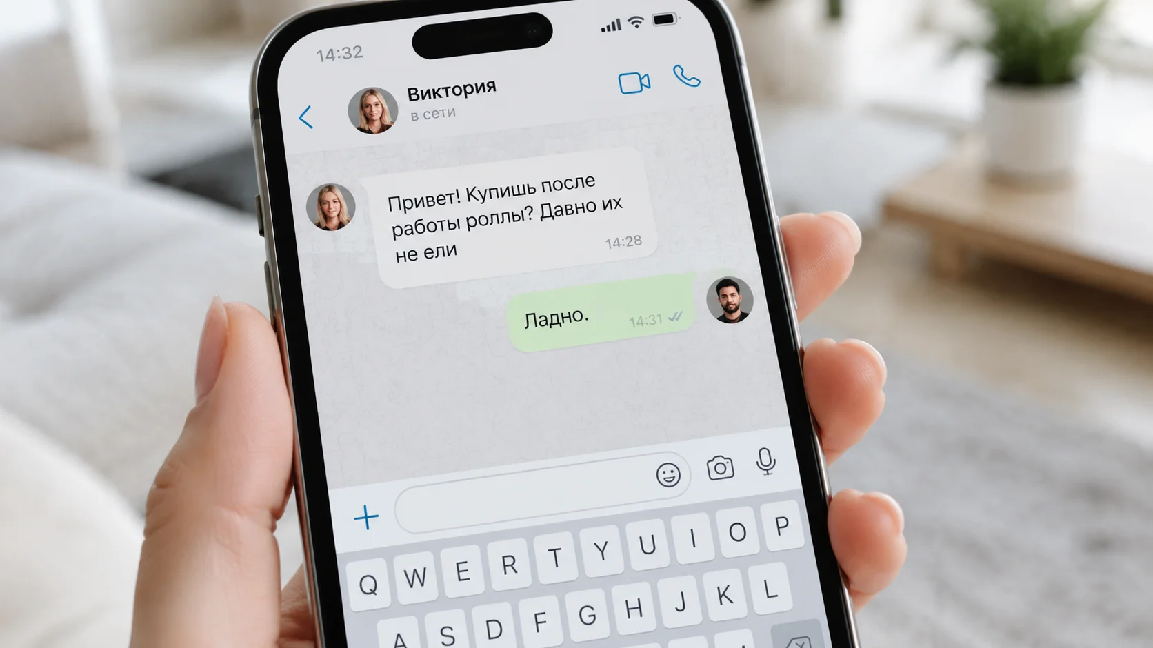 Экран смартфона с перепиской