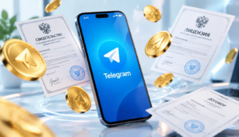 Смартфон с приложением Telegram и штрафами.