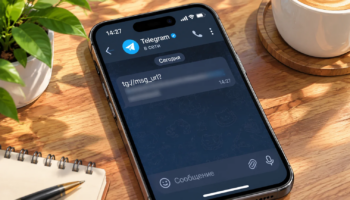 Смартфон c опасной ссылкой в мессенджере Telegram