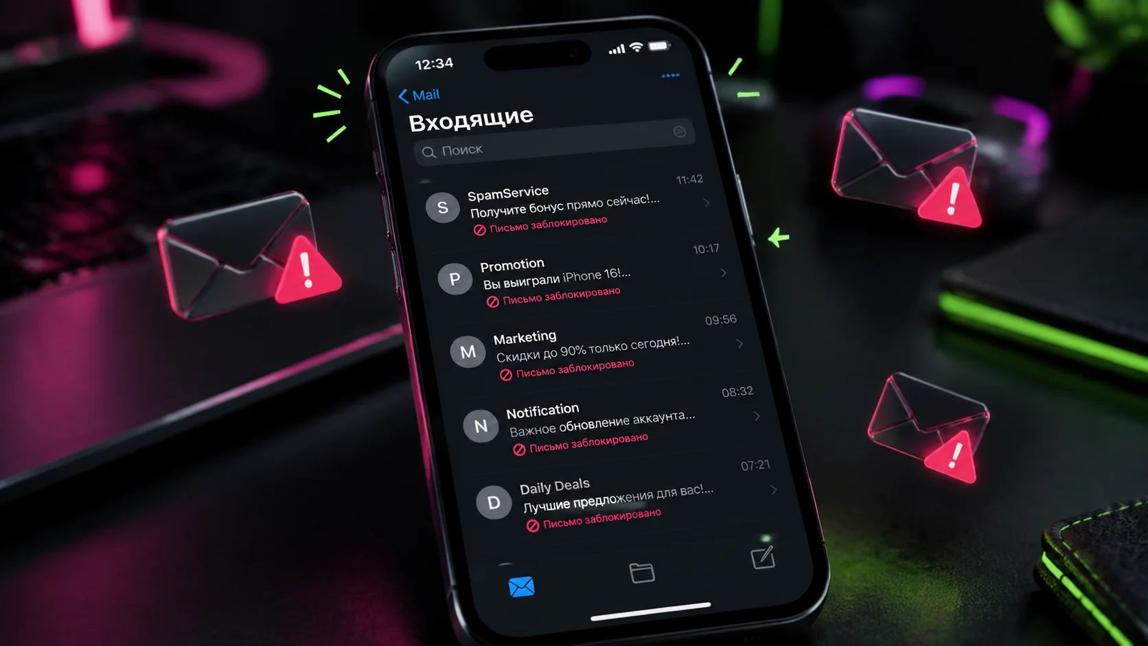 Смартфон с почтой и щитом от спама