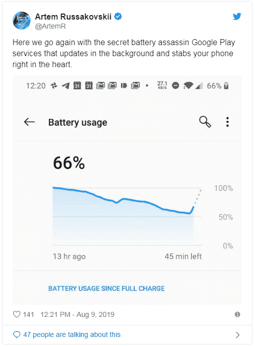 Службы Google Play разряжают вашу батарею... снова!